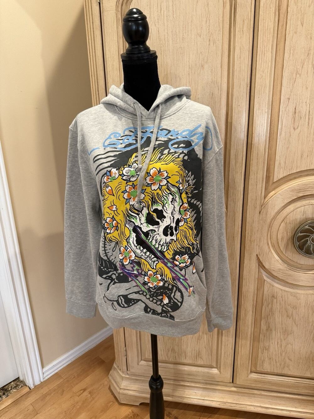 Ed Hardy Skull Flower Hoodie Men’s Size Large Nwt